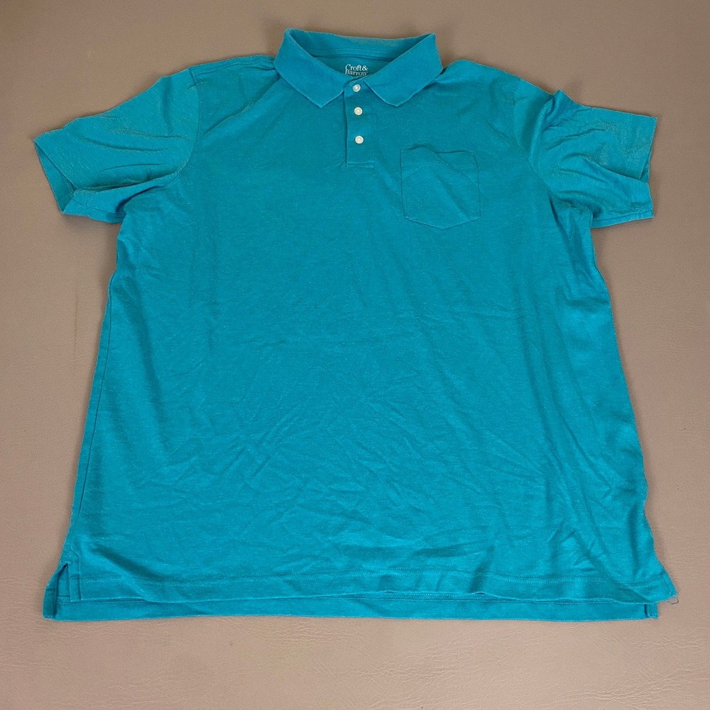 Croft & Barrow Polo Shirt Mens Size XXL Teal Blue Extra Soft Short Sleeve Pocket